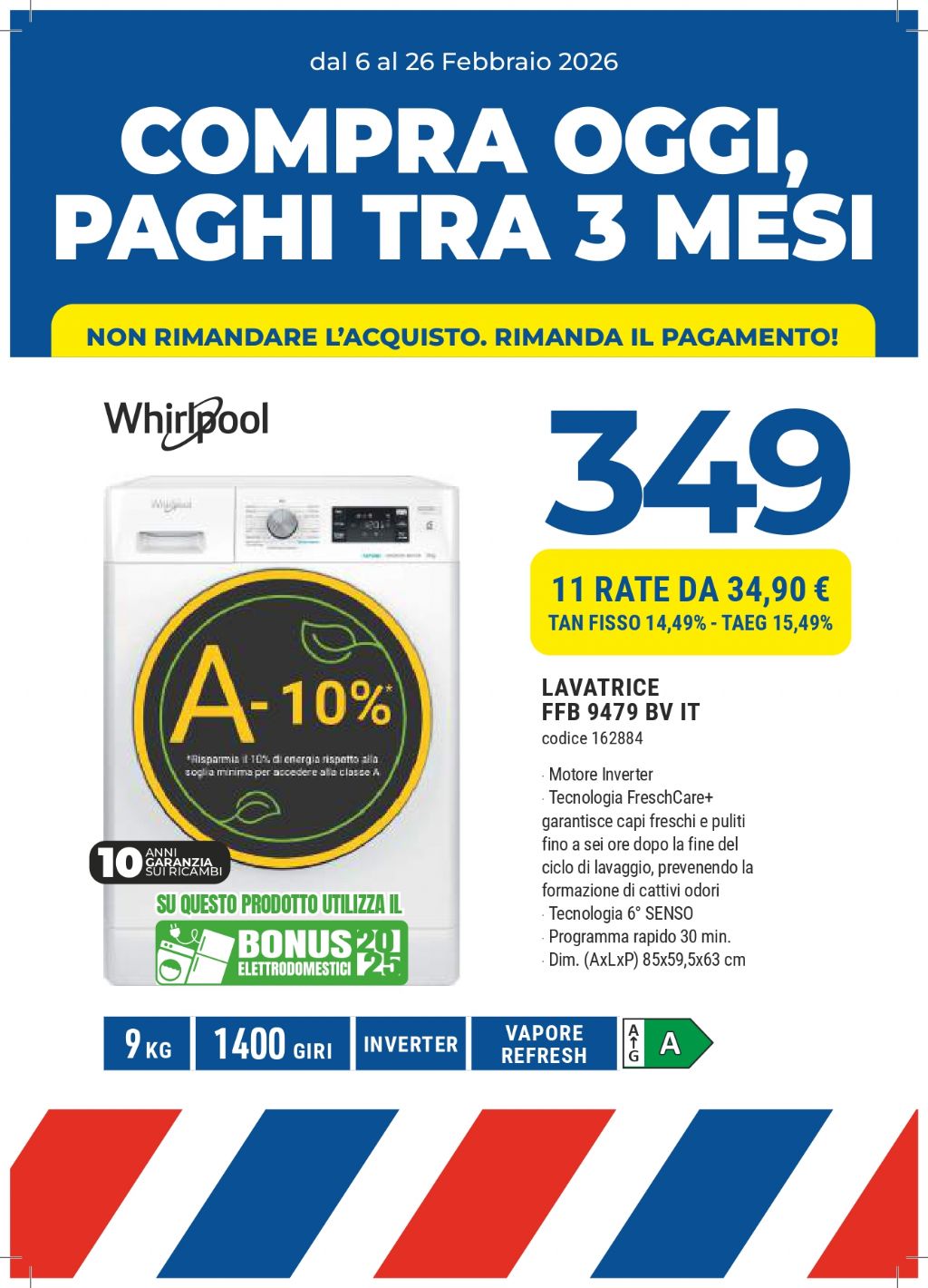 LAVATRICE WHIRLPOOL FFB9479BVIT